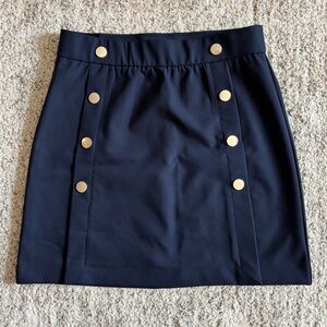 RACHEL ZOE Navy Blue Mini Pencil Skirt With Silver Faux Buttons